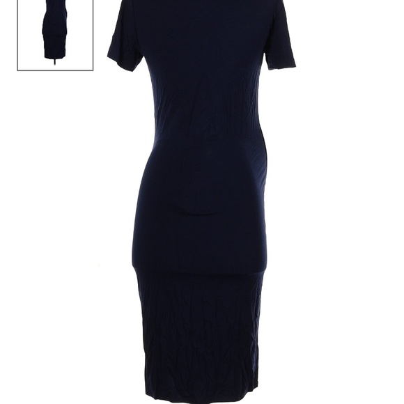 Storq Navy Blue Midi Maternity Dress Spandex Short Sleeve Dress Casual - Picture 4 of 6